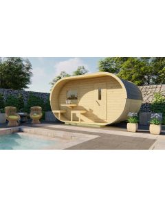 Sauna oval din lemn de molid